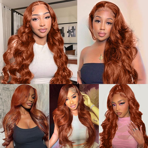 13X6 marrone cioccolato del corpo onda di pizzo parrucche anteriori capelli umani HD pizzo trasparente parrucche anteriori per le donne di colore marrone ramato - Product Image 6