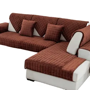 Wholesale Flannel Plaid Pattern Sofa Cover Sets with Anti-sliding 1,2,3,4seats Exquisite Binding Protect Furniture