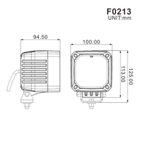 Feux de travail LED carrés de 4 pouces homologués EMC ECE R10 pour excavatrice, bulldozer, exploitation minière, éclairage de travail LED de 40 W