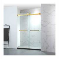 Portes de douche coulissantes en verre trempé sans cadre en acier inoxydable pour usage hôtelier, design moderne, taille personnalisée, rectangulaires, droites
