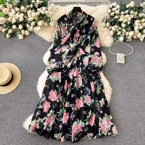 Maxi abito da donna con scollo a sbuffo a manica a sbuffo abiti di pizzo da donna abiti di moda da donna - Product Image 3