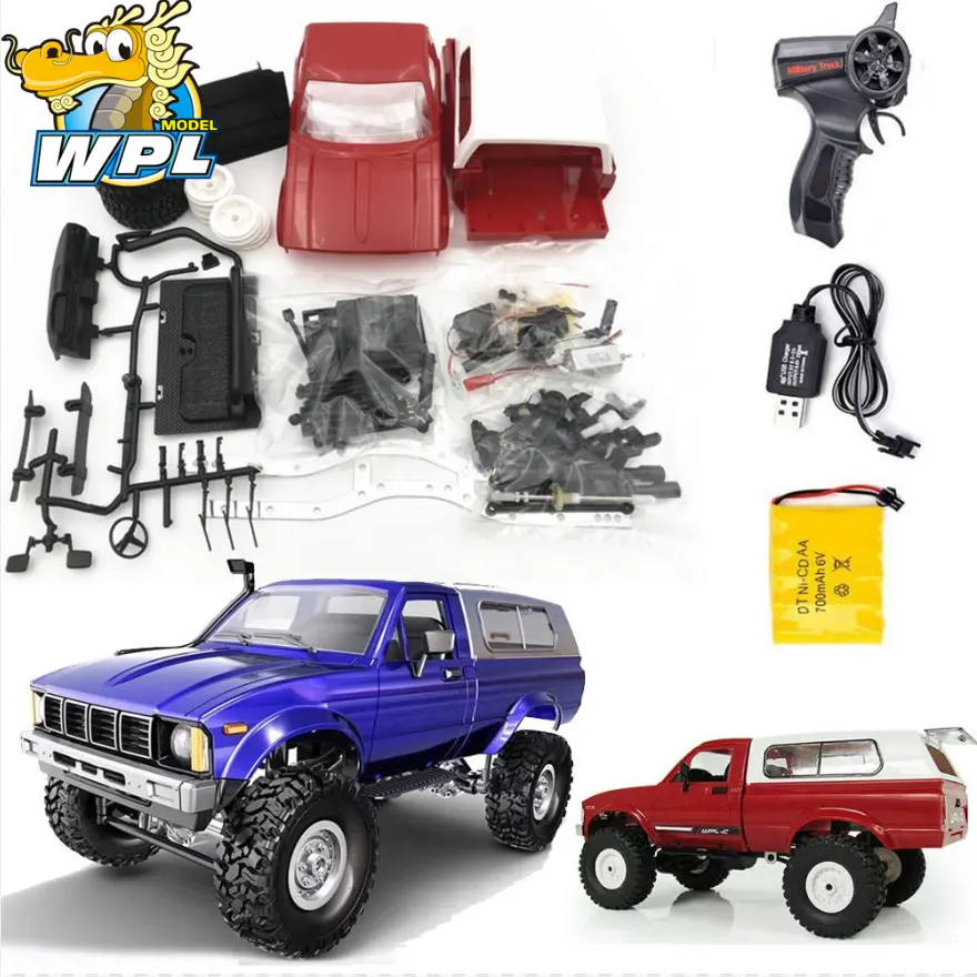 WPL Hot Sale C24 2.4G 1/16 Raupen-Kletter-LKW Offroad-RC-Car-Spielzeug RC-Militär-Truck RC-Car-Spielzeug mit Licht