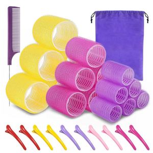 Venta Directa de Fábrica: Set de 18 Rodillos de Plástico sin Calor para el Cabello, 3 Tamaños, Rodillos de Nylon Autoadherentes con Peine y Pasadores - Product Image 1