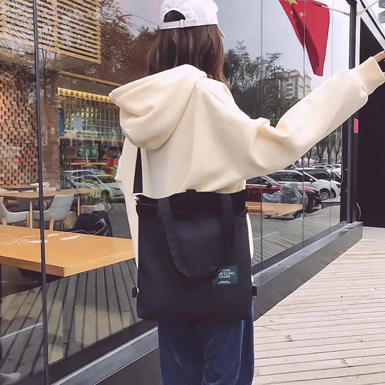 Nuevo bolso de compras multifuncional de gran capacidad de bolsillo, bolso Tutorial de doble propósito, bolso de mano de lona de algodón con estampado personalizado