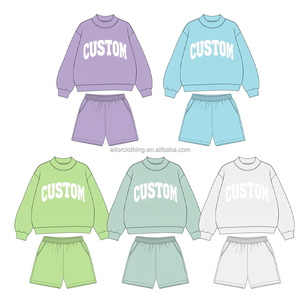 Conjunto de Dos Piezas para Niñas, Sudadera de Manga Larga y Pantalones Cortos con Cintura Elástica, Ropa Deportiva Informal para Niños, Diseño Personalizado - Product Image 3