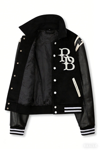 เสื้อแจ็คเก็ตวาร์ซิตี้แบบกลับด้านได้ RAD BLACK KIDS ผ้าขนสัตว์/โพลีเอสเตอร์ กันลม ปักโลโก้แบบกำหนดเอง ลายจุด/เรขาคณิต สไตล์ฮิปฮอป ขายส่งแบบ BYO - Product Image 2
