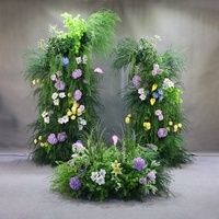 Arche florale en fer forgé de style forestier, motif corne de bœuf, avec hortensia et roseau, pour mariage, guide de chemin, centre de table et toile de fond de pelouse extérieure