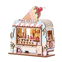 Hamaileon Puzzle magnétique en bois 3D Camion de crème glacée Aimant de réfrigérateur |   Kit de Modélisme Miniature DIY |   Décoration murale artisanale, cadeau pour la maison