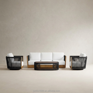Set Divano Moderno da Esterno in <span class=keywords><strong>Alluminio</strong></span> Bianco con Tavolo in Legno Composito per Gruppo Salotto da <span class=keywords><strong>Giardino</strong></span>/Patio per Tutte le Stagioni - Product Image 2