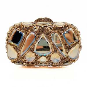 ハート型クラッチラインストーンイブニングバッグ女性用プロムゴールドクリスタルハンドバッグ - Product Image 2