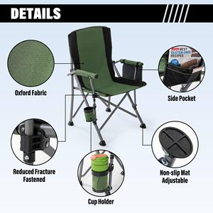 Folding High Quality Stainless Steel Picnic 400LBS Capacity Heavy Duty <b>Camping</b> Chair with Cooling Bag and Water <b>Cup</b> Holder - Product Image 4