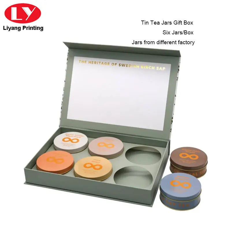 Custom Packaging Magnetic Lid Tea Jars Boxes Cardboard Paper Luxury Tea Gift Box