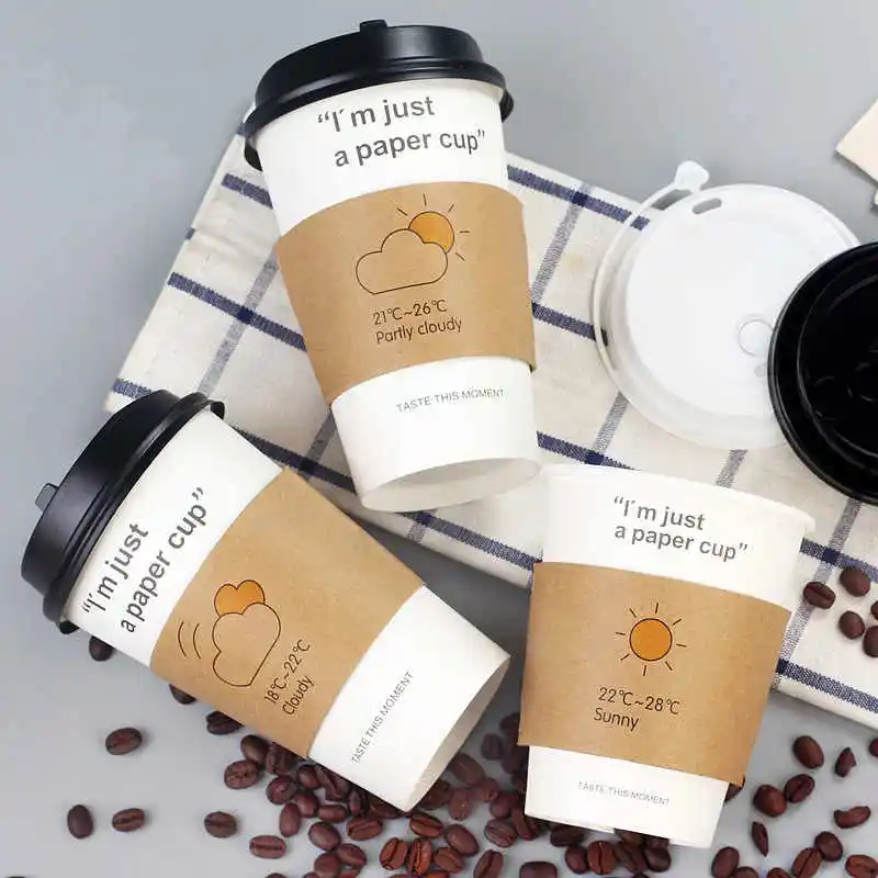 16 Oz Papier Een Biologisch Afbreekbare Black Carton Cups Logo Custom Koffie Cup Wegwerp Met Deksel