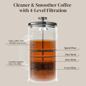 Cafetera Francesa de 34 oz, Vidrio Grueso y Acero Inoxidable, Tetera para Infusión en Frío, Cocina, Viajes, Camping, Regalos - Product Image 2