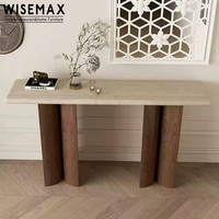 Meuble WISEMAX, table console moderne de luxe pour la maison, l'hôtel, le bureau, avec structure en bois massif et plateau en travertin, pour villa, salon, entrée