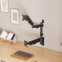 Soporte de Pared AUKI para 2 Monitores, Brazo de Gas, Movimiento Completo, Regulable, VESA, Apto para 32, Montaje Robusto