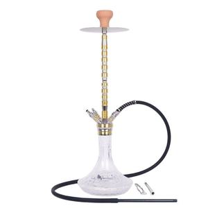 Grand Ensemble de Chicha Électronique Dorée, 4 Tuyaux, Design Arabe, Acier Inoxydable, Verre, Technique Miroir, Boîte, Usine Directe de Yiwu - Product Image 1