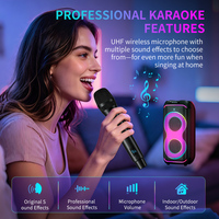 Speaker Karaoke Bluetooth Portabel K903 dengan Mikrofon Ganda dan Pencahayaan RGB, Sempurna untuk Halaman Belakang, Berkemah, dan Pesta Rumah