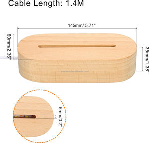 Tự làm tùy chỉnh tròn hình bầu dục hình chữ nhật gỗ ánh sáng ban đêm cơ sở 3D LED đèn hình chữ nhật Acrylic sáng tạo cơ sở giao diện USB - Product Image 2