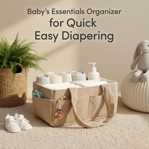 Panier de rangement élégant en velours côtelé moka pour chambre d'enfant, organiseur de couches pour bébé, pour table à langer - Product Image 6