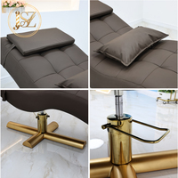 Table de massage et de soin des cils de luxe à base dorée, blanche, réglable en hauteur, incurvée, pour cosmétiques et soins du visage – Meilleure vente