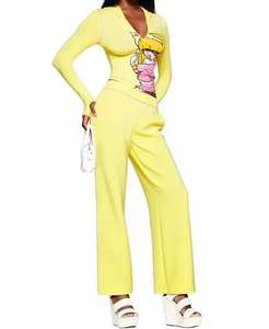 Conjunto de 2 Piezas de Chaqueta con Capucha y Pantalones para Mujer, Conjunto Casual de Dos Piezas, Conjunto de Sudadera con Capucha y Pantalones Cortos con Estampado de Dibujos Animados para Mujer, Ropa de Otoño - Product Image 2