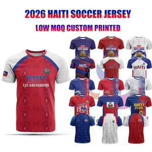 Maillot de football Haïti 2026 pour homme – T-shirt à col rond – Fédération de football haïtienne – Maillot de l'équipe nationale de Haïti – Haut à manches courtes - Product Image 2