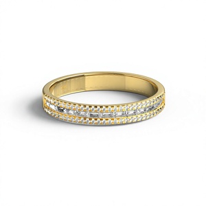 Bague de mariage tendance plaquée or 18 carats, multi-rangs, diamants baguette, empilable, alliance éternité assortie, bijoux fins - Product Image 1