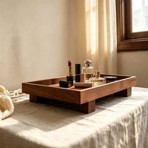 Wooden Serving <b>Tray</b> For Tea Coffee Snacks Jewelry Storage Solid Color <b>Small</b> Medium Large Size - Product Image 2