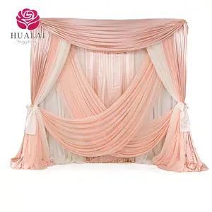 浪漫主题设计粉色方形天篷帐篷悬垂窗帘背景高支架婚礼派对舞台活动