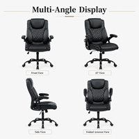 Chaise de bureau contemporaine en cuir pour ordinateur à domicile, pivotante à 360° avec accoudoirs réglables