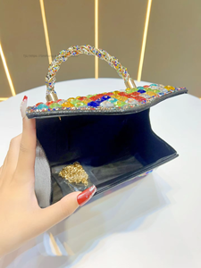 New Luxury Cross-border Trend Flap <b>Clutch</b> Bag Chain Strap Magnetic Buckle Rhinestone Decorations Polyester Material Tanjing - Product Image 3