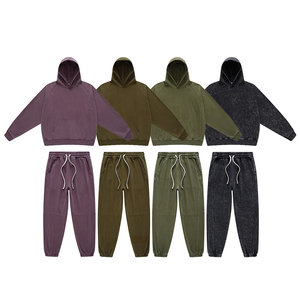 Ensemble sweat à capuche <span class=keywords><strong>et</strong></span> pantalon de jogging unisexe pull à capuche surdimensionné délavé à l'acide ensemble pantalon de survêtement avec logo personnalisé ensemble survêtement - Product Image 6