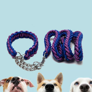 Collier et laisse pour chien à double tissage indestructible de 1.2m de long Collier en nylon pour grands chiens Golden Retriever <span class=keywords><strong>Labrador</strong></span> Outdoor - Product Image 6