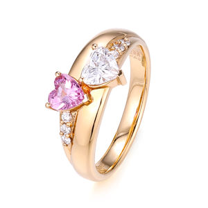 Anillos de Compromiso y Matrimonio de Lujo en Oro Rosa de 18K con Zafiro Corte Corazón Clásico y Diamantes Naturales, Regalo de Cumpleaños, Joyería Fina - Product Image 1