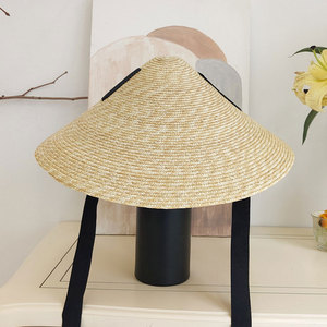Sombrero de Paja de Trigo con Forma de Pirámide <span class=keywords><strong>para</strong></span> <span class=keywords><strong>Mujer</strong></span>, Estilo Pasarela, Ala Ancha, Sombrero Flexible de Paja, Visera <span class=keywords><strong>para</strong></span> el Sol de Verano, Playa, <span class=keywords><strong>Lluvia</strong></span> - Product Image 6
