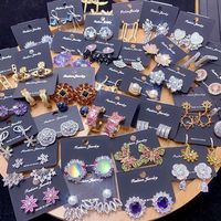 Boucles d'oreilles pendantes de luxe en argent S925 avec zircons incrustés, style courtisan, en alliage scintillant avec strass, vente en gros
