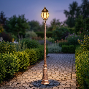 Mât en alliage d'aluminium de style européen pour jardin, rue, parc, avec source lumineuse LED RGB, étanche IP65, alimentation CA, pour villa - Product Image 5