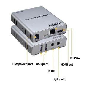 Extensor USB KVM <span class=keywords><strong>HDMI</strong></span> de 60m por <span class=keywords><strong>CAT5E</strong></span> Cat6 RJ45, Cable Ethernet, receptor transmisor, convertidor de Audio y vídeo, PC, portátil a Monitor de TV - Product Image 2
