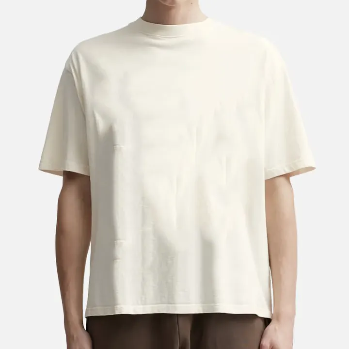 Kaus potongan kotak besar penjualan laris Tshirt 100% katun Drop bahu Streetwear pita leher Logo kustom kaus kosong untuk pria