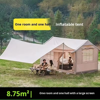 Tente gonflable double couche portable de luxe pour camping familial en plein air, 8,75 m², imperméable, avec colonnes d'air en toile, pour toutes les saisons, installation rapide