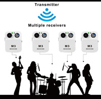 Système de monitoring intra-auriculaire sans fil 2,4 GHz blanc, stéréo ou mono sélectionnable, système IEM 6 canaux pour répétitions de groupe et performances en direct