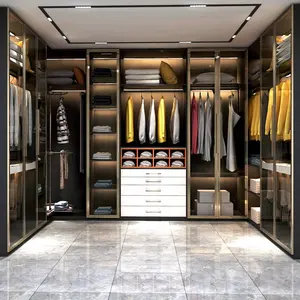 Aangepaste Moderne Ontwerp Rvs Slaapkamer Garderobe Kleedkamer Walk In Closet