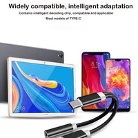 Nylon Headset 2-in-1 Digital ponsel, adaptor Decoding Tipe c ke 3.5mm, konverter pengisi daya kabel Audio kartu suara Live