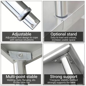 Établi en acier inoxydable 304/316 pour cuisine commerciale et garage, pliable à hauteur réglable pour transformation alimentair - Product Image 2