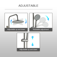 Colonne de douche murale multifonction moderne gris anthracite avec barre coulissante et pommeau de douche pluie pour salle de bain - Offre Spéciale