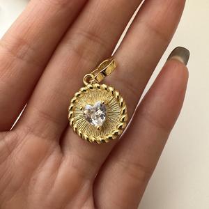 Colgante de Plata de Ley S925 con Forma de Corazón y Circonita, Estilo Vintage, Texturizado, Dulce, Moderno, Ligero, Joyería de Moda, Colgantes y Dijes - Product Image 1