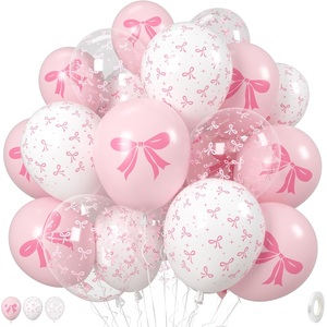 35 ballons en latex <span class=keywords><strong>rose</strong></span> pâle clair et blanc avec nœuds pour mariage, fête prénuptiale, baby shower, enterrement de vie de jeune fille, fiançailles, princesse, coquette - Product Image 1