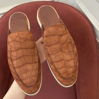 Mocassins montants pour hommes en cuir gaufré crocodile, à enfiler, semelle souple, style Old Money décontracté, chaussures de luxe italiennes originales
