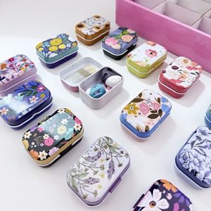 Yeni Gelen Manyetik Çiçek Desenli Mini Teneke Kutu Seti Çiçek İğne Geçirici Silikon Yüksükler 32 Parça - Dayanıklı Taşınabilir Dikiş Aksesuarı - Product Image 2